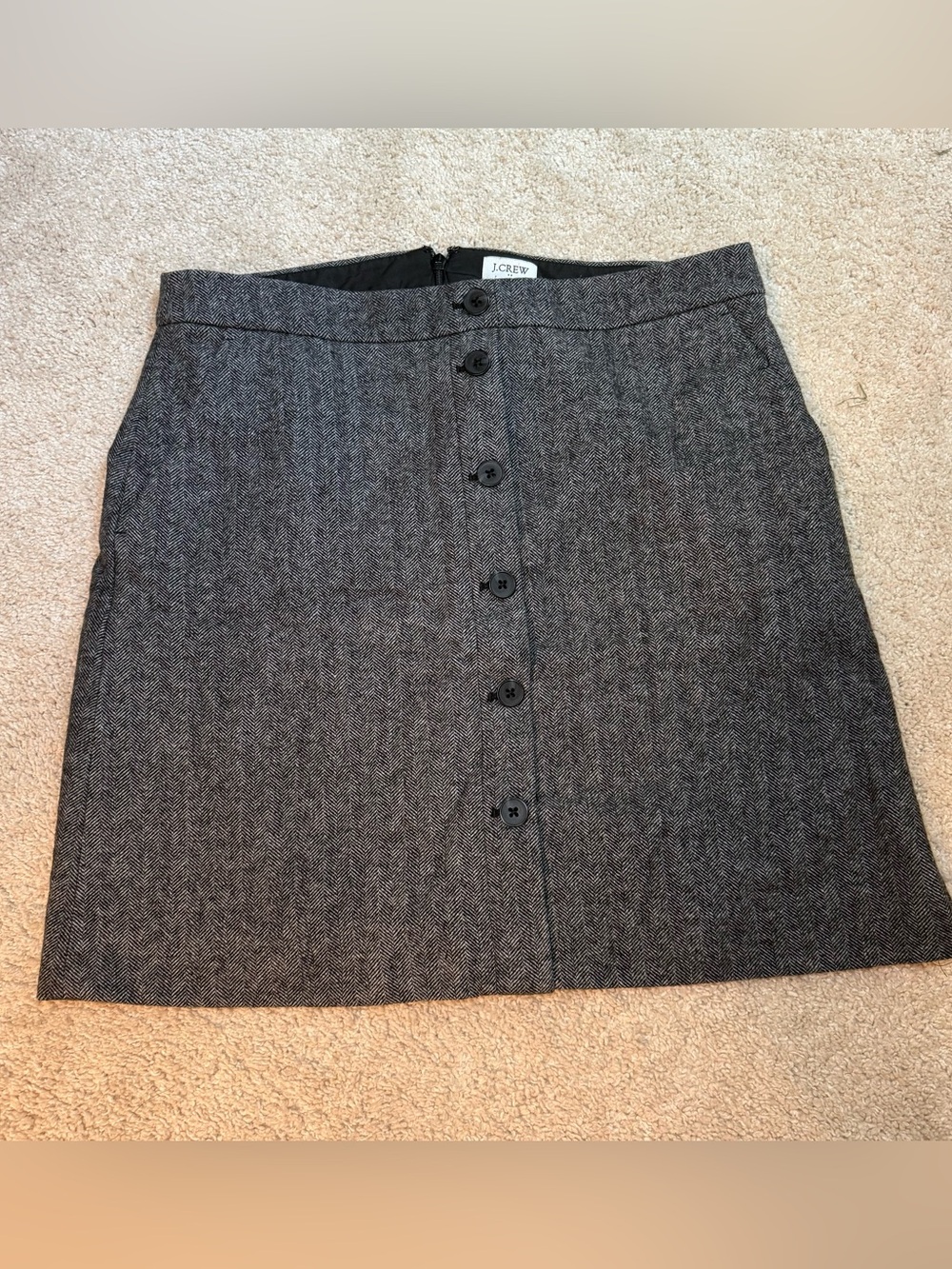 J. Crew Gray Button-Front Mini Skirt